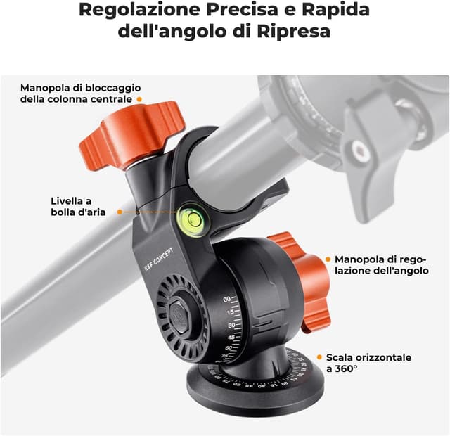 Detalle de K&F Concept Treppiede da viaggio 195 cm per fotocamera e smartphone