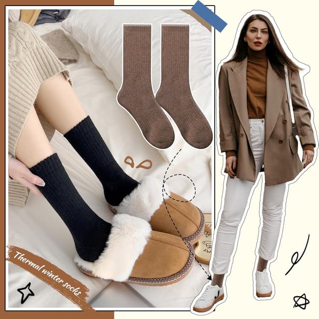 Detalle 2 de EBMORE Merino Wool Socks 5 Pairs — Thermal Crew