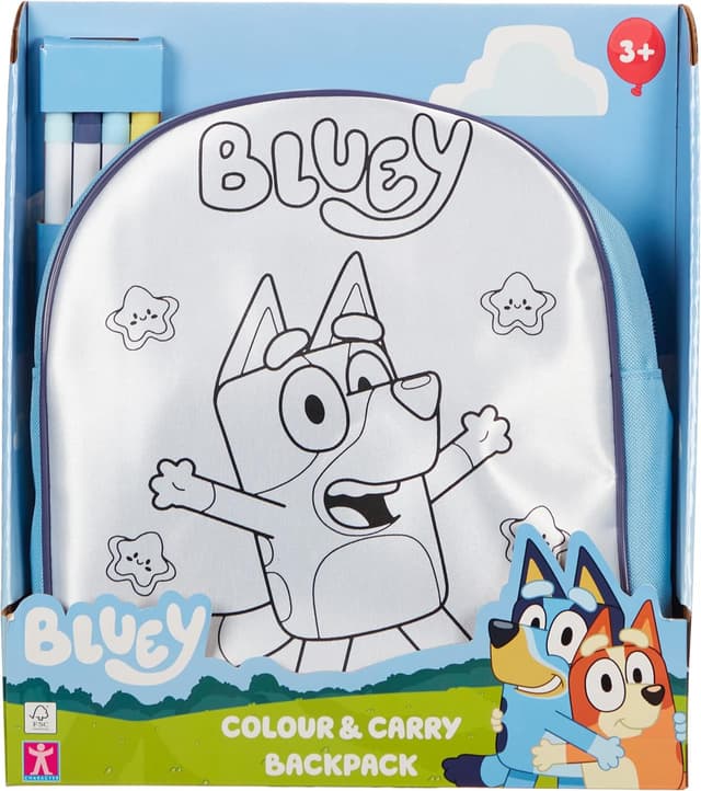 Detalle de Bluey Colour and Carry Backpack (includes 4 colouring pens) for ages 3+