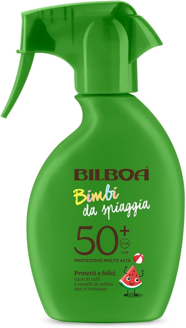 Detalle de Bilboa Bimbi da Spiaggia Spray Solare Bambini SPF 50+ (250 ml) resistente all’acqua