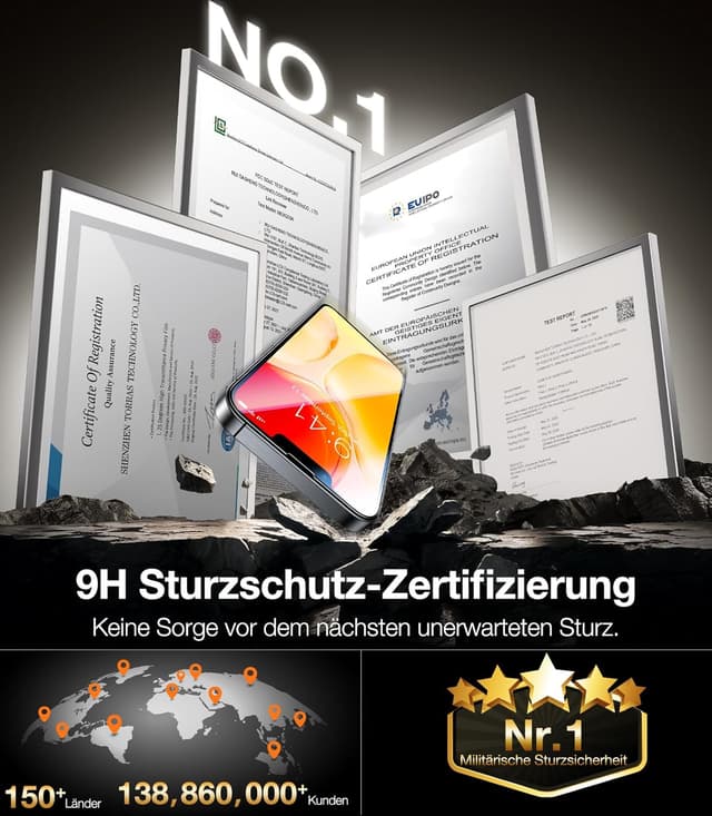 Detalle 2 de TORRAS iPhone 16e Panzerglas 9H Schutzfolie – 2er-Pack