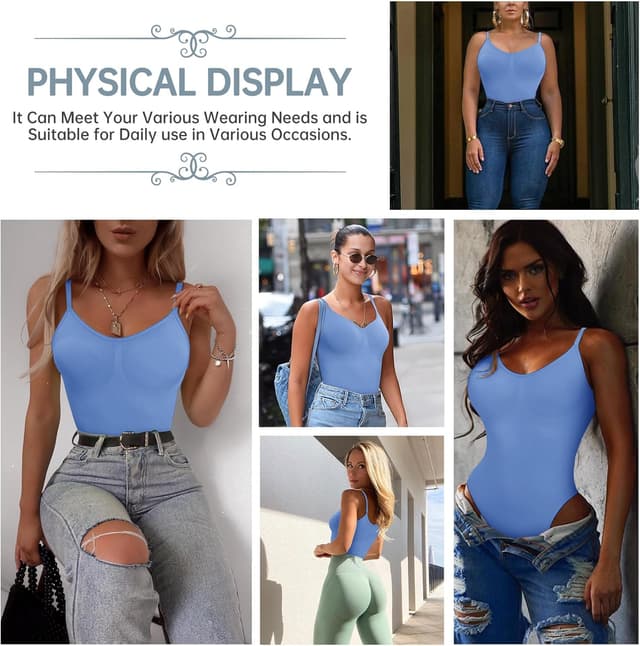 Detalle de Tuopuda Body gainant femme ventre plat : shapewear sans couture à bretelles spaghetti