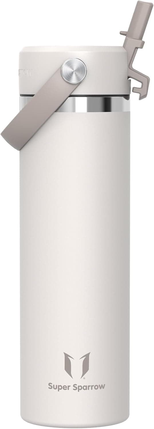Detalle de Sparrow Edelstahl-Trinkflasche 750 ml mit weiter Öffnung und SwivelSip – auslaufsicher, BPA-frei
