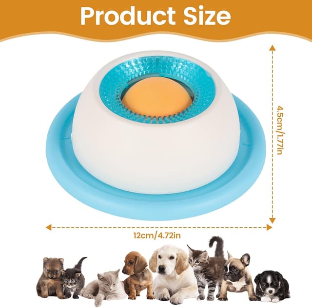 Detalle 2 de Pet Lick Bowl Lick Ball Slow Feeder (Blue) anti-slip lick toy for dogs and cats