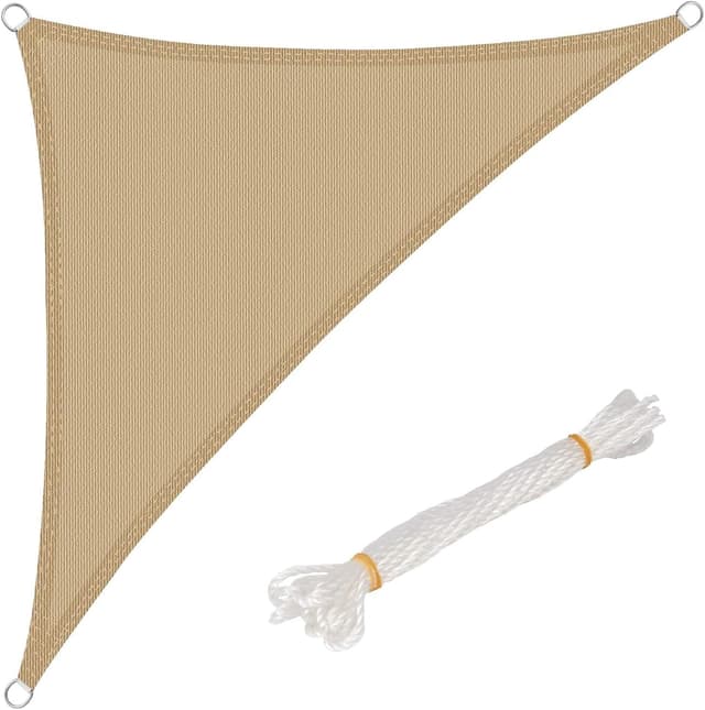Detalle de WOLTU Voile d’ombre triangle 2,5 x 2,5 x 3,5 m en HDPE respirante (jusqu’à 85 % UV) – sable
