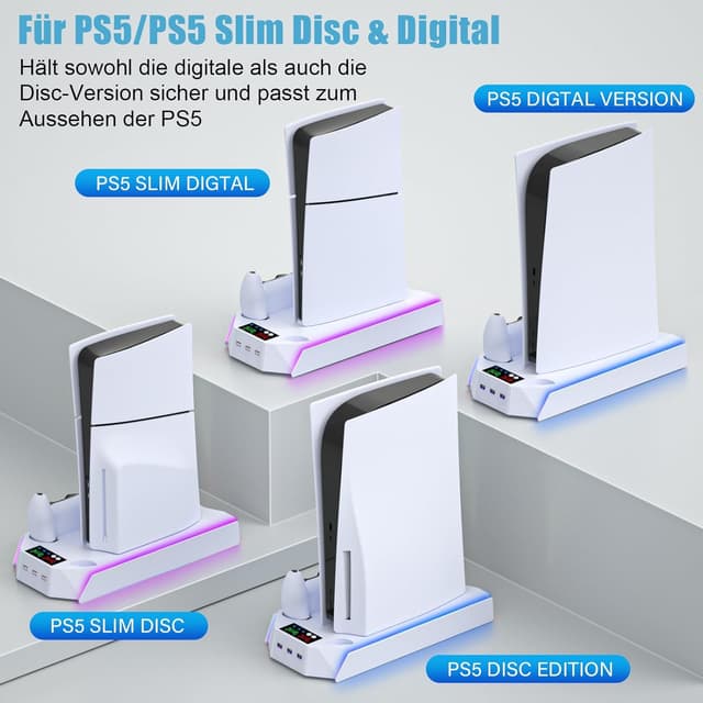 Detalle 2 de ZRZLMVP PS5 Standfuß mit RGB, 3 USB Hub