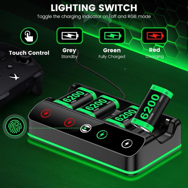 Thumbnail 4 de 4X 6200 mWh Akku-Pack für Xbox-Controller