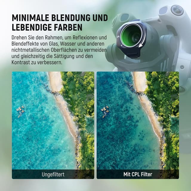 Detalle de NEEWER CPL/ND-Filter-Set für DJI Mini 5 Pro – Snap-On mit ND16/ND64/ND256 (4er Pack)