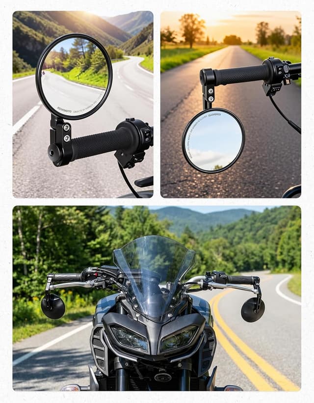 Thumbnail 6 de Lot de 2 rétroviseurs moto homologués E24 KEMIMOTO CNC, pivotants 360° pour guidons filetés MR16 (bout du guidon)
