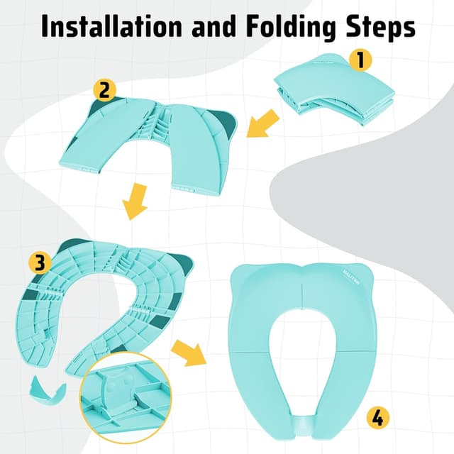 Thumbnail 3 de Maliton Potty Training Toilet Seat for Boys and Girls (Aqua Blue) – Foldable Travel Toilet Seat with Splash Guard & Travel Bag