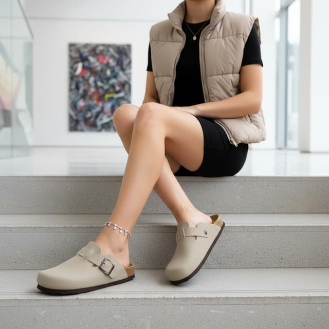 Detalle 2 de CUSHIONAIRE Hana Vegan Suede Clogs with Arch Support đ