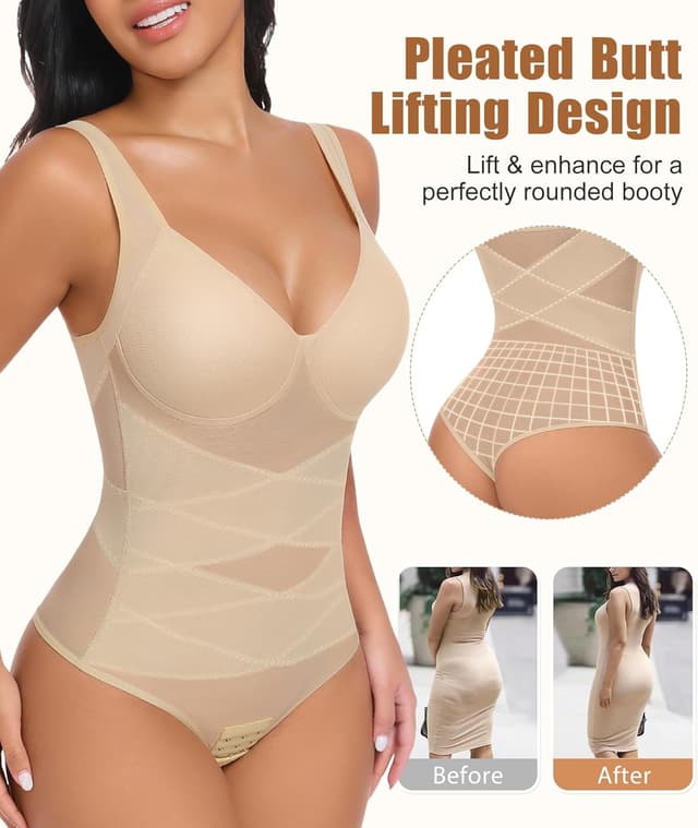 Detalle de Niwicee Body contenitivo modellante da donna con pancia piatta e perizoma regolabile