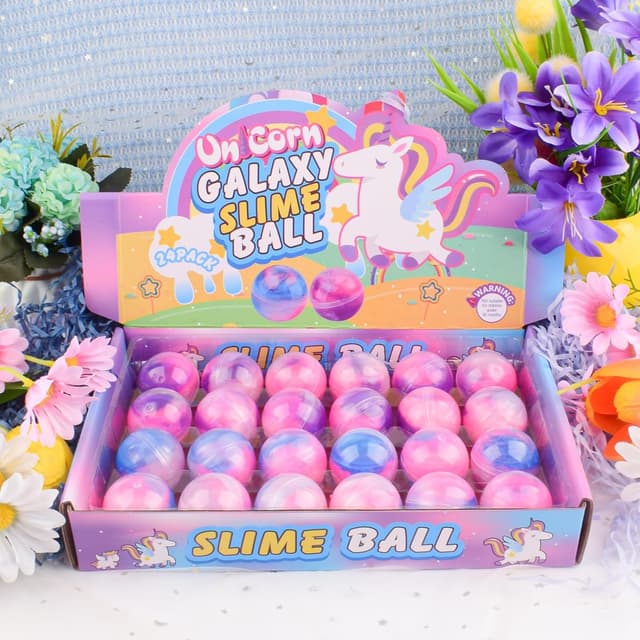 Detalle de 24 Pack Unicorn Galaxy Slime Balls – non-sticky slime party favours for kids and groups