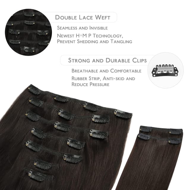 Detalle de WENNALIFE Clip in Hair Extensions 24 Inch