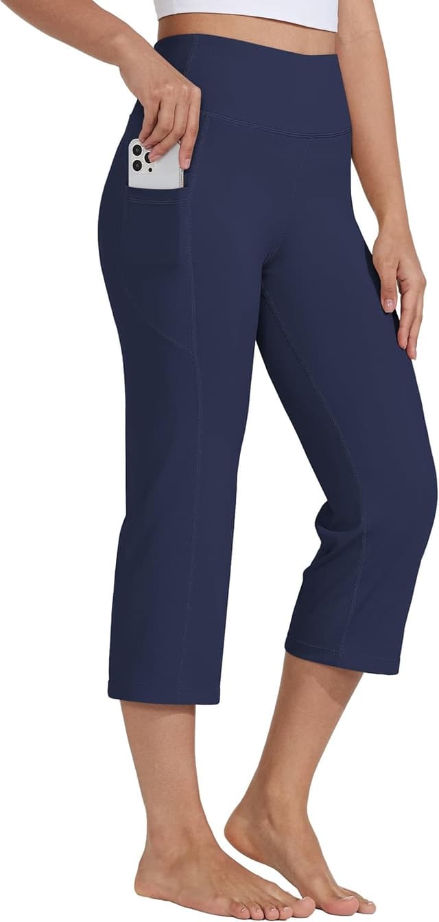 Detalle de Willit Women’s High-Waist Yoga Capris (21" Inseam) Straight-Leg Workout Leggings with Pockets