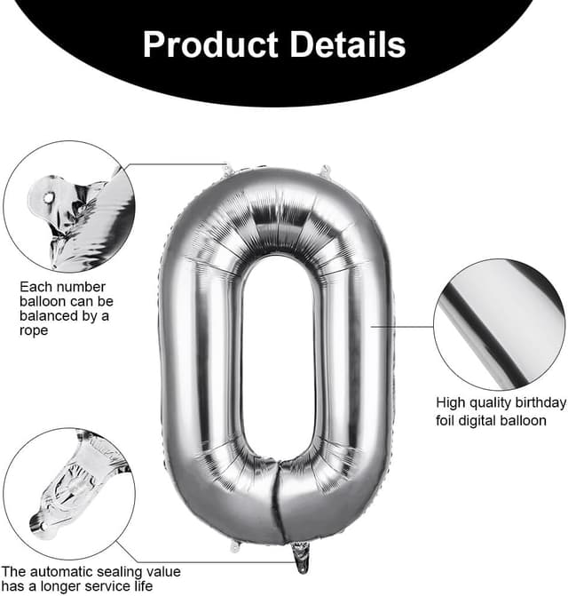 Thumbnail 3 de OFFCUP Ballon chiffre 0 argenté 101 cm