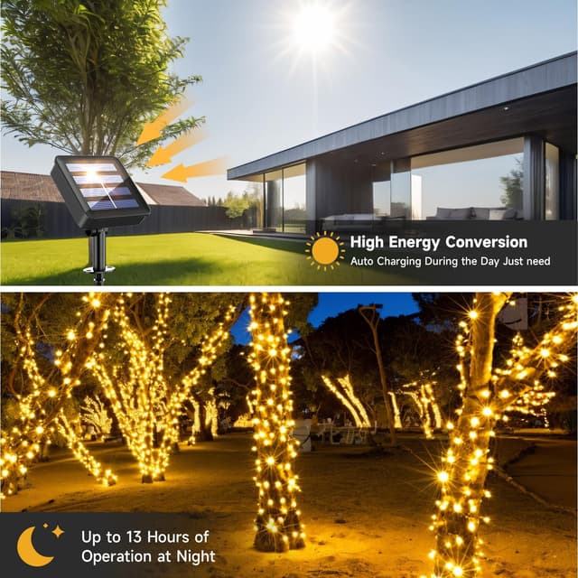 Detalle 1 de Solar string lights 66ft, 200 LEDs