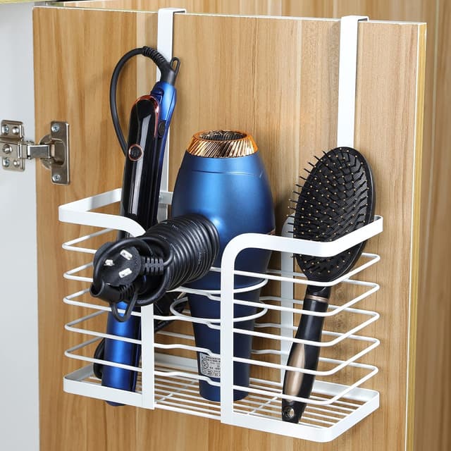 Detalle de YIGII Adjustable Height Hair Dryer Holder (3-Level Hook) for Cabinet Doors or Wall Mounting
