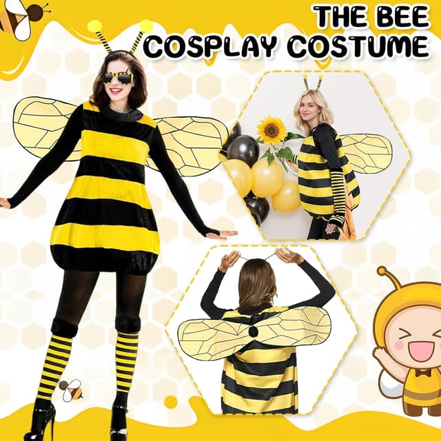 Detalle 2 de BITOYO déguisement abeille adulte 6 pièces