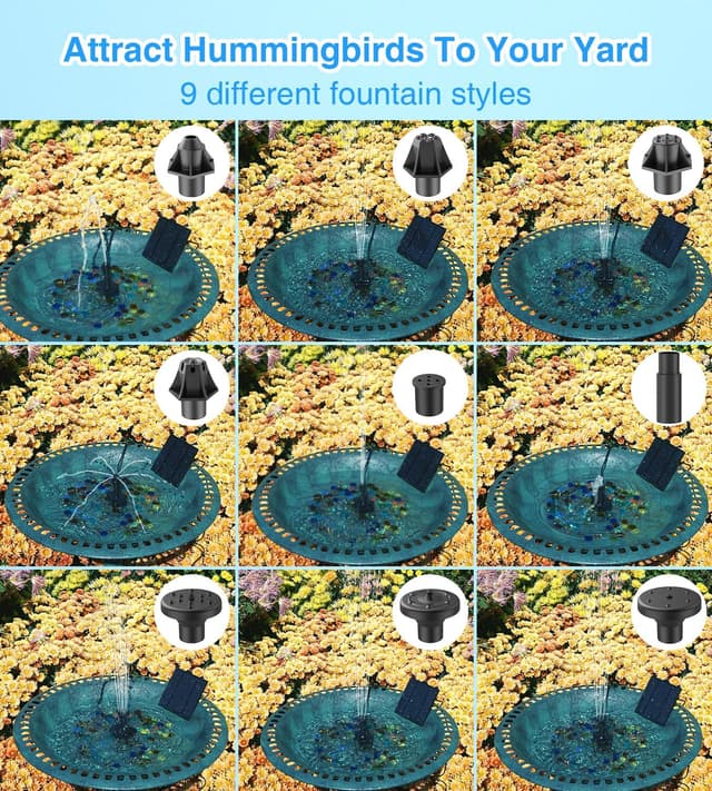 Detalle de SZMP Solar Springbrunnen für Außen Klein – Glas-Solarbrunnenpumpe mit 3 m Kabel und 10 Düsen