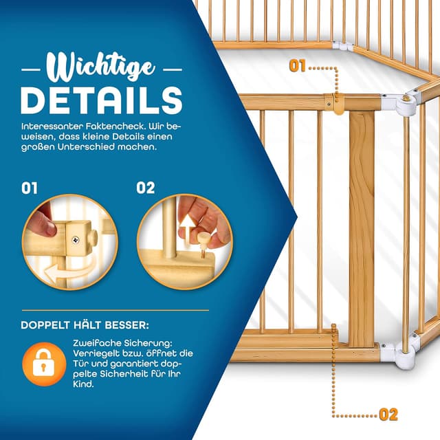 Detalle de KIDUKU 7,2 Meter Laufgitter XXL 8 Elemente