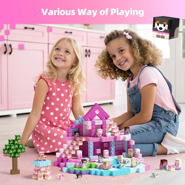 Detalle 2 de GobiDex 100PCS Magnetic Blocks Princess Building Set (Pink Castle & Poolside Villas)