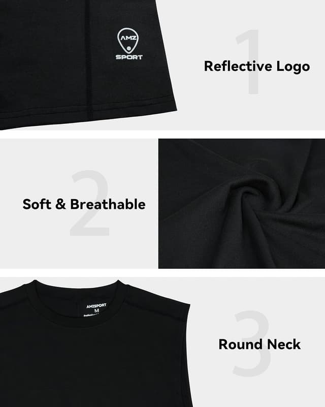 Detalle de AMZSPORT set da 2 canotte uomo senza maniche in poliestere ed elastan per palestra e allenamento