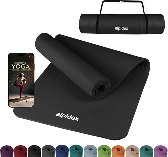 Detalle de ALPIDEX Yogamatte 183 x 60 x 0,8 cm – phthalatfreie Fitnessmatte mit rutschfestem Kautschuk und Tragegurt