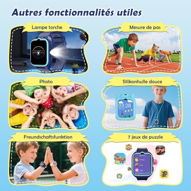 Thumbnail 6 de Montre connectée enfant 4G avec GPS, appel vidéo et SOS (SeTracker2) – IP67, mode école et podomètre