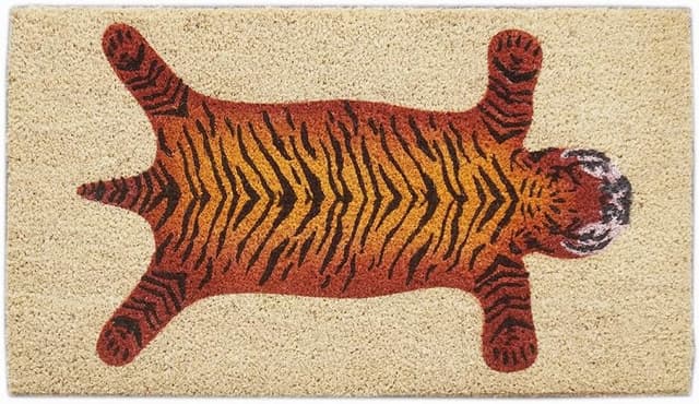 Detalle de Baroni Home zerbino da ingresso in cocco con base in PVC dipinto a mano 70x40 cm