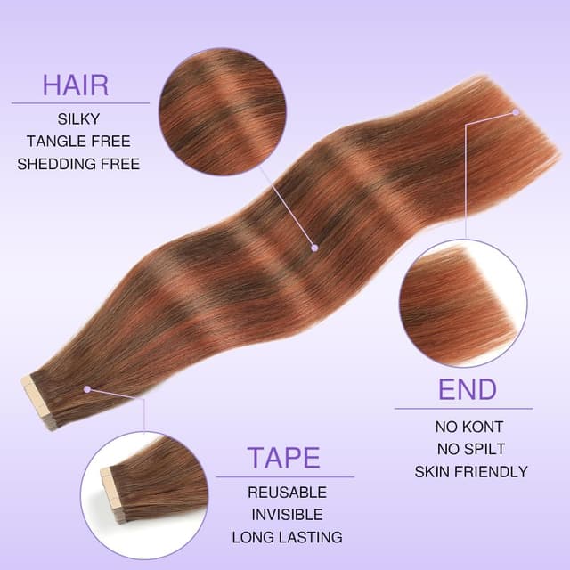 Thumbnail 2 de Einbeauty Extensiones Pelo Natural 20pcs 55cm marrón chocolate