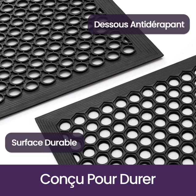 Detalle de DEXI Paillasson extérieur antidérapant 80 x 120 cm avec trous de drainage