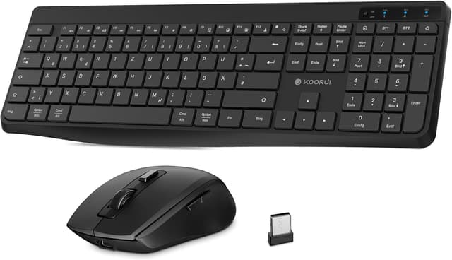 Thumbnail 6 de KOORUI kabelloses Tastatur-und-Maus-Set (QWERTZ, deutsches Layout) mit leiser Maus, 2,4 GHz Funk – schwarz