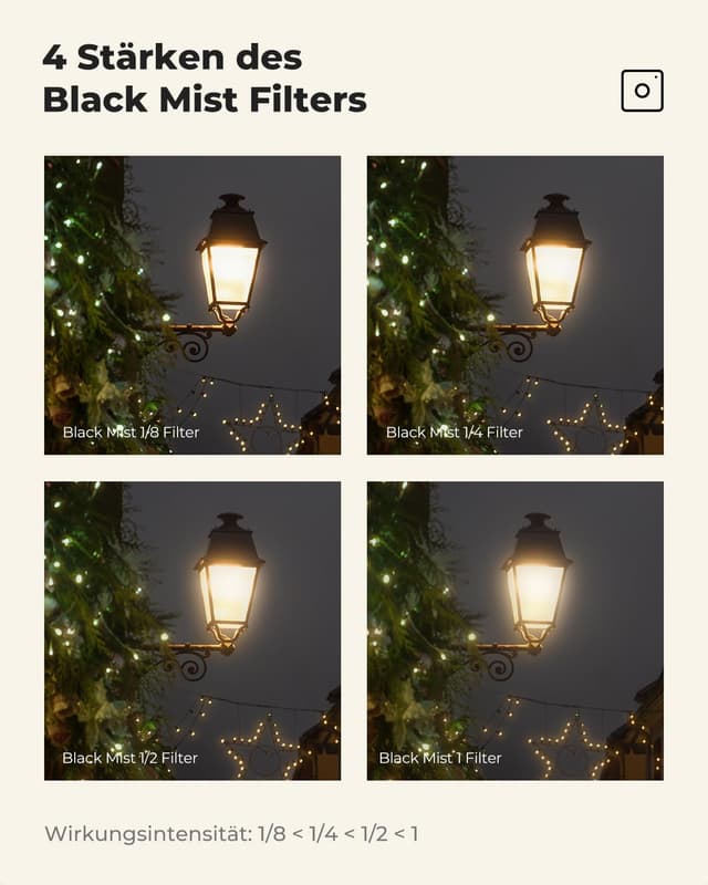 Detalle 2 de K&F CONCEPT Filter 62 mm Black Promist 1/4 (Nano-Klear) – Soft-Effekt für Portrait und Video