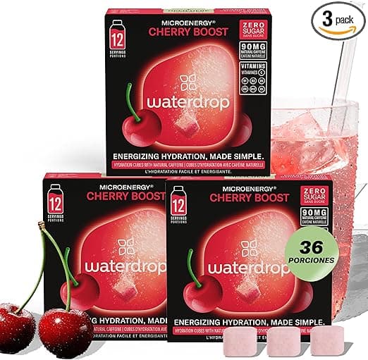 Imagen de waterdrop® Microdrink Energy Drink 90mg Cafeína Cereza 🍒 en OfertitasTOP