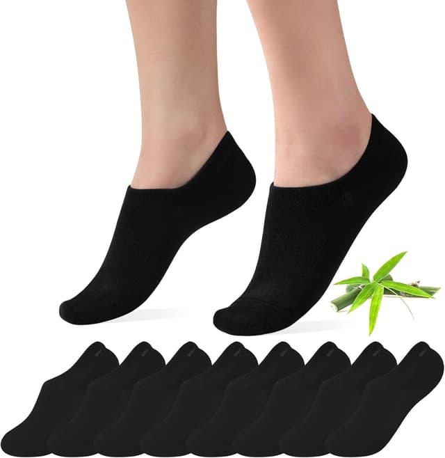 Detalle de Toes Home Sneaker Socken (No-Show) aus Bambus – 8 Paar rutschfeste Füßlinge Unisex