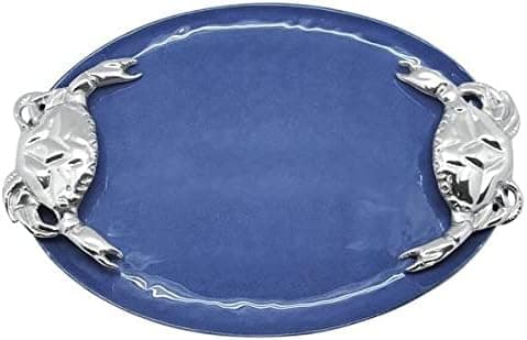 Detalle de Mariposa Cobalt Crab Handle Serving Tray 16" 🍽