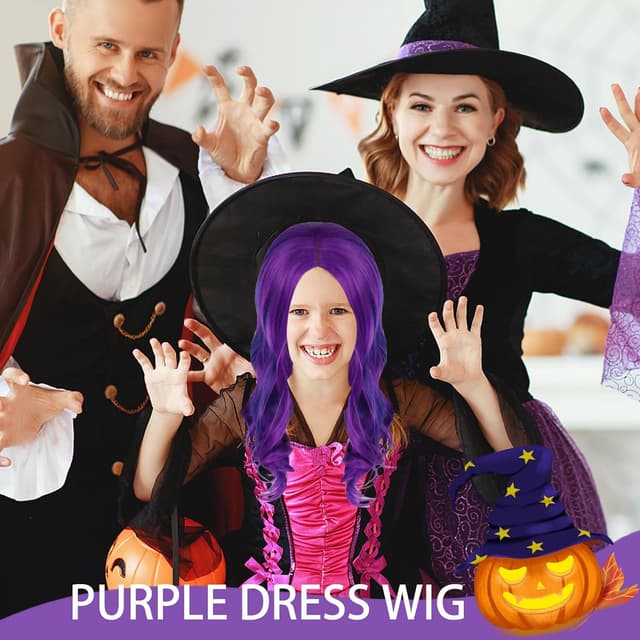 Thumbnail 4 de CWENDANER Peluca morada cosplay 61 cm diadema ajustable