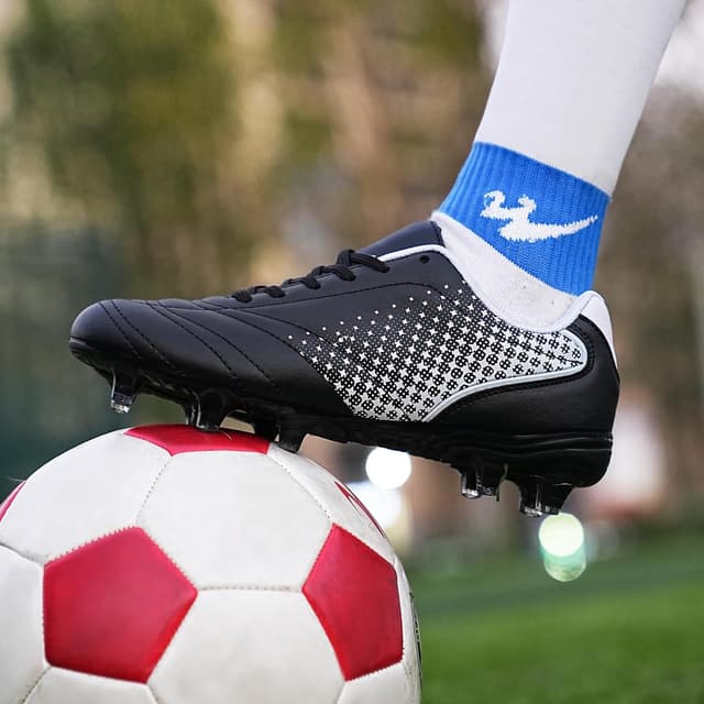 Detalle de Boys Football Boots Kids Cleats Trainers FG/AG – breathable, soft leather comfort