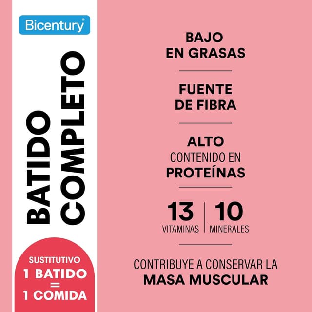 Detalle 2 de Bicentury Batido Completo de Comida Fresa 🥤 16 Raciones