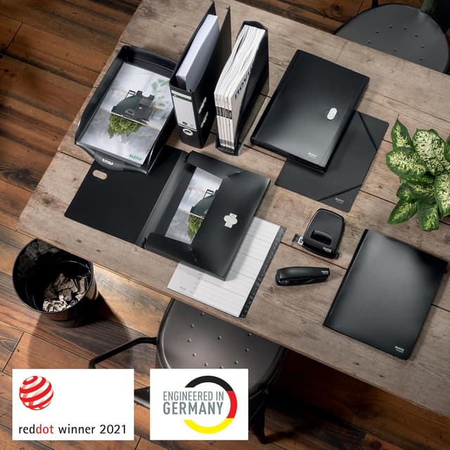 Detalle 2 de Leitz Recycle Libro Monitore in cartone A4 con 12 scomparti e fasce elastiche angolari, nero 39150095