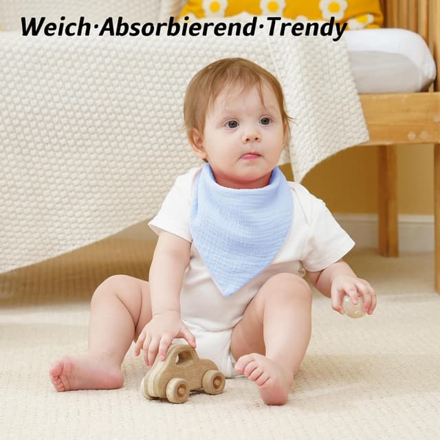 Detalle 2 de Kewlife gift Baby-Lätzchen aus Musselin – verstellbares Dreieckstuch als Halstuch für Jungen & Mädchen