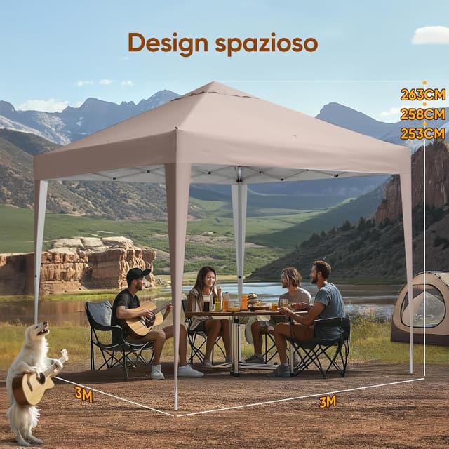Detalle de Quictent Gazebo pieghevole portatile 3x3 m con borsa da trasporto, beige