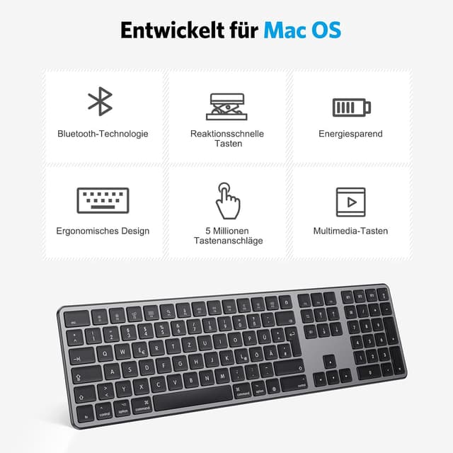 Detalle 1 de OMOTON Bluetooth Mac Tastatur mit 3 Kanälen