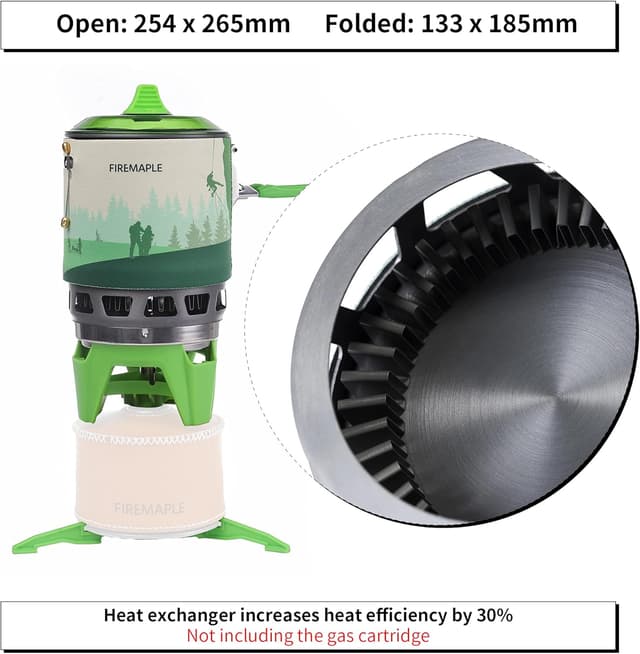Detalle de Fire-Maple FMS-X3 0.8 Litre Camping Stove with Electric Ignition, Wind-Resistant Pot Support (Green)