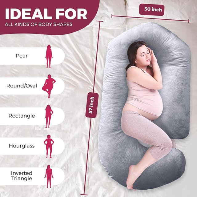 Detalle 2 de PILLANI 57-Inch U+V+C Shaped Pregnancy Pillow with Removable Washable Cover
