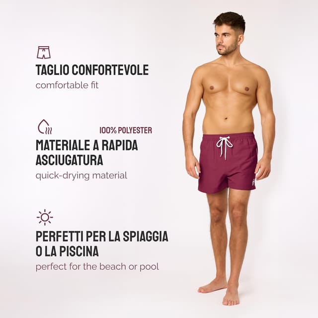 Detalle de Ladeheid Costume da bagno uomo extra corto con taschino e coulisse regolabile, fodera in rete