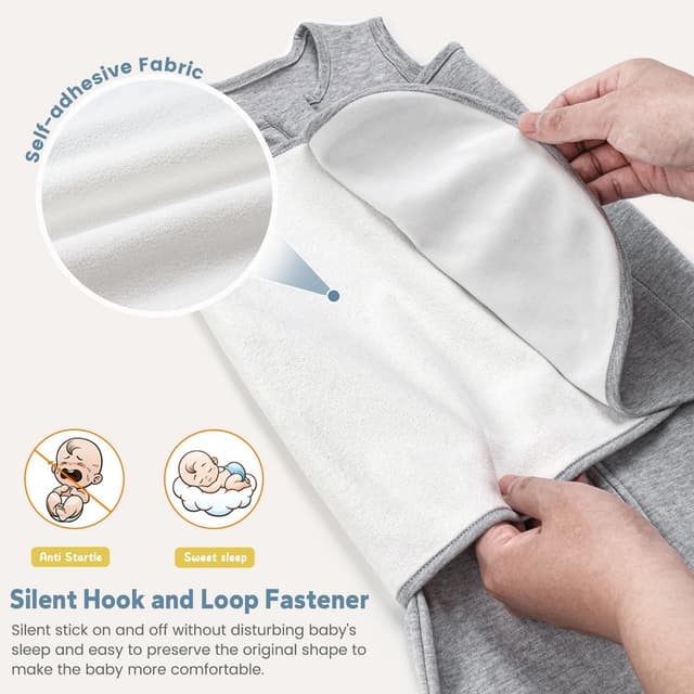 Detalle de ZIGJOY Newborn Sleeping Bag Swaddle Wrap 1.0 TOG (100% cotton) – Grey