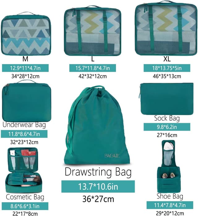 Thumbnail 1 de BAGAIL Packing Cubes 8‑Set 46cm for Travel