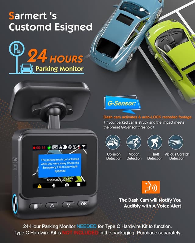 Thumbnail 5 de Sarmert C1 5K Dash Cam Front — 5K HDR car camera